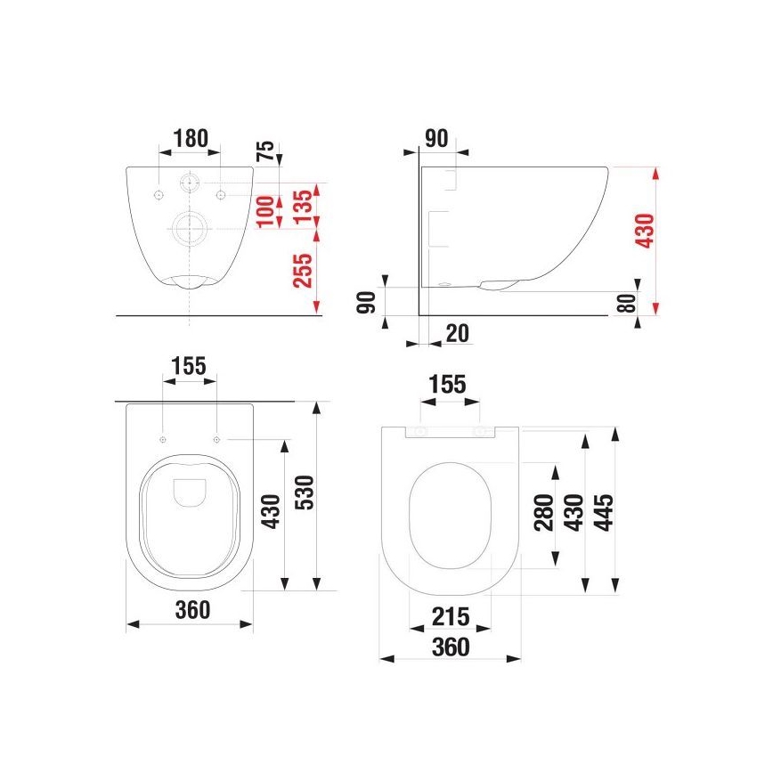 Vägghängt WC MIO Rimless + WC-sits SoftClose MIO + spolningsknapp DUAL + inbyggnadsmodul + isoleringsdyna