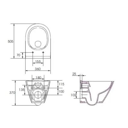 Vägghängd WC CITY OVAL + SoftClose-toalettsits CITY OVAL + spolknapp SIGMA + inbyggnadsmodul + isoleringsdyna