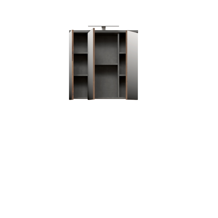 Vägghängt badrumsskåp med spegel VENOM i antracit/brun