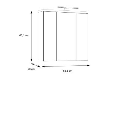 Vägghängt badrumsskåp med spegel VENOM i antracit/brun