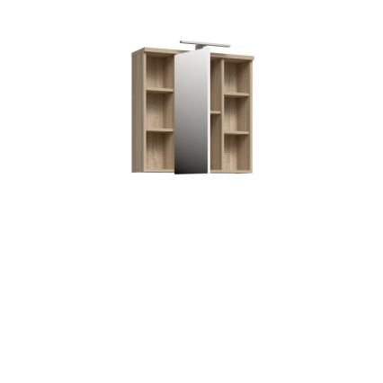 Vägghängt badrumsskåp med spegel VENOM, vit/sonoma-ek