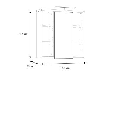 Vägghängt badrumsskåp med spegel VENOM, vit/sonoma-ek