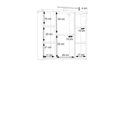 Vägghängt badrumsskåp med spegel VENOM, vit/sonoma-ek
