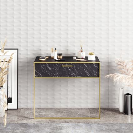 Vägghängt konsolbord POLKA 76,8x90 cm guld/svart