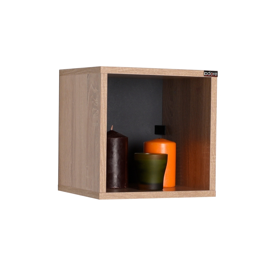 Vägghylla 33x33 cm brun