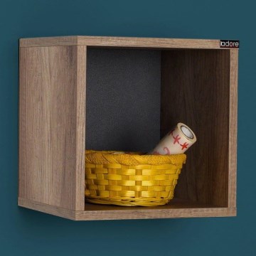 Vägghylla 33x33 cm brun