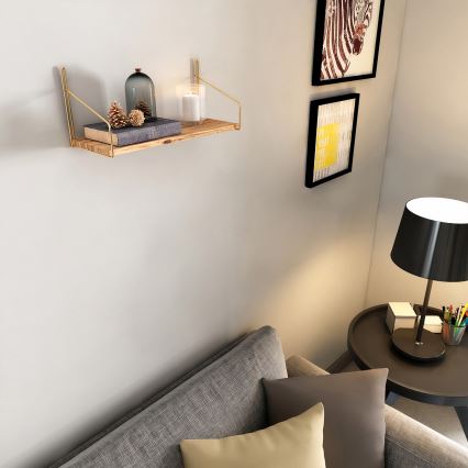 Vägghylla 45x16 cm ek/guld