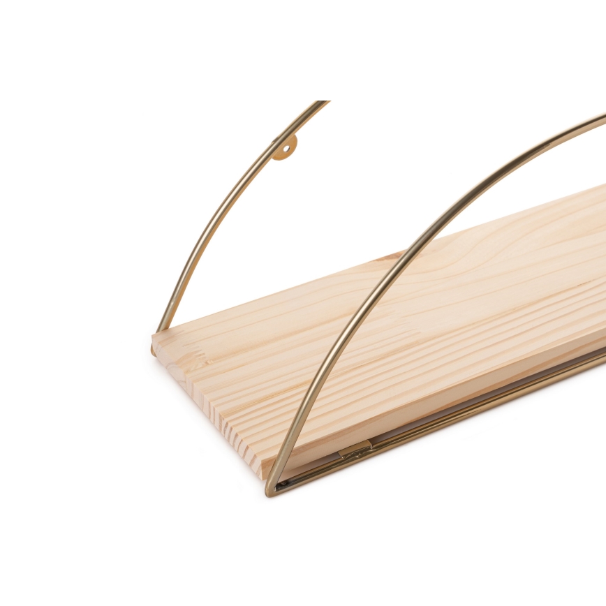 Vägghylla 45x18 cm ek/guld