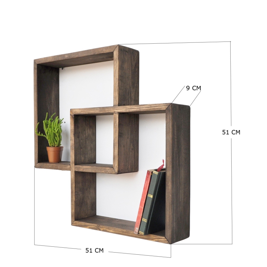 Vägghylla 51x51 cm gran