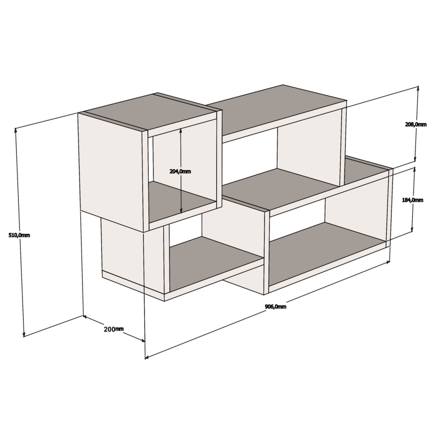 Vägghylla AFRO 51x90,6 cm vit/brun