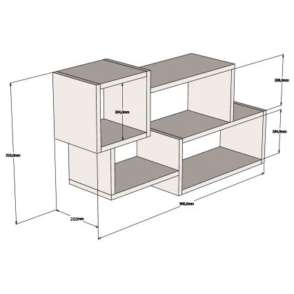 Vägghylla AFRO 51x90,6 cm vit/svart