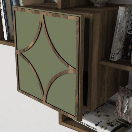 Väggmonterad hylla ARCO 73x79,2 cm brun/grön