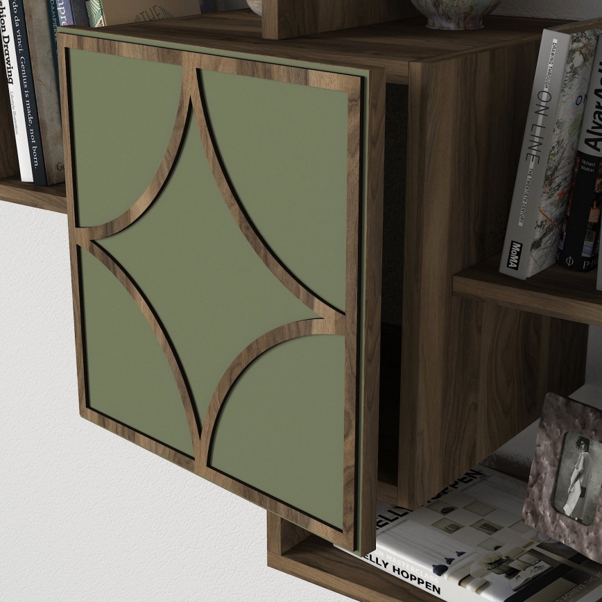 Väggmonterad hylla ARCO 73x79,2 cm brun/grön