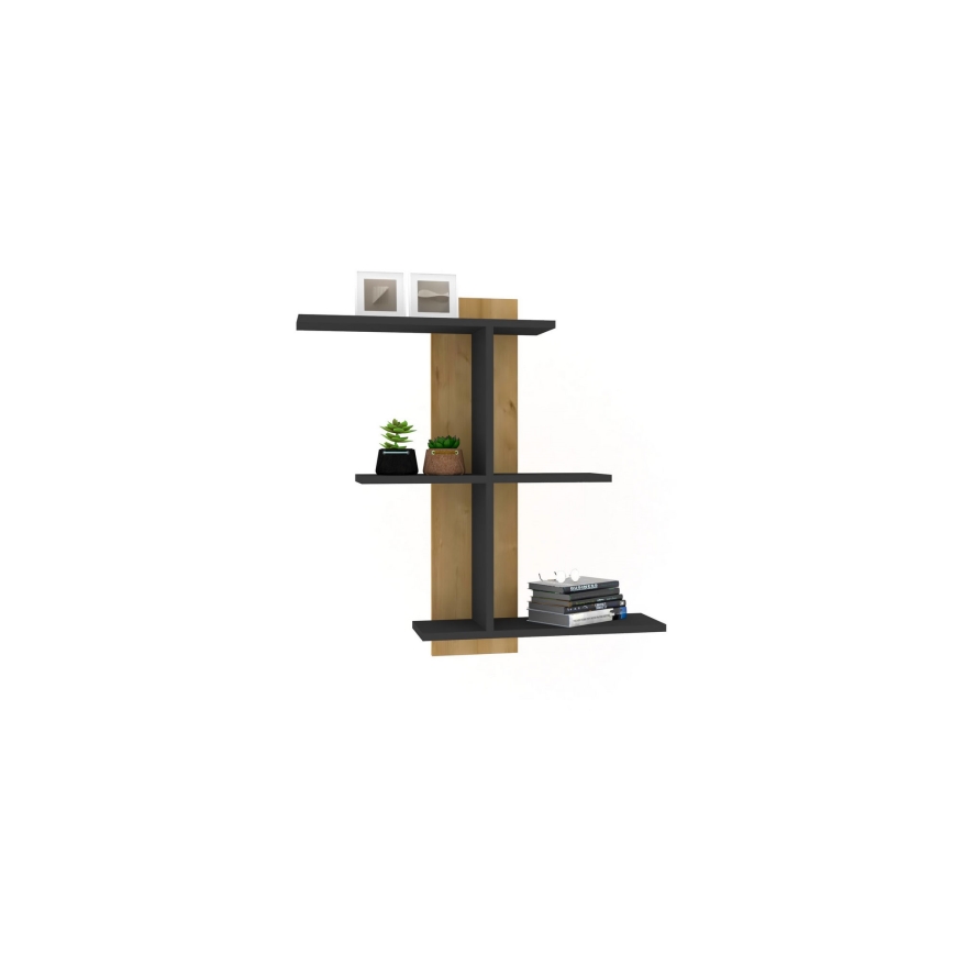 Vägghylla BAHRO 90x111 cm antracit/brun