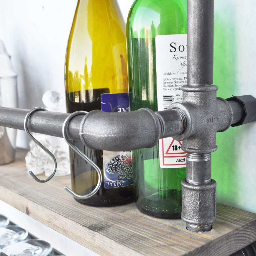 Vägghylla BORU 67x60 cm brun/svart