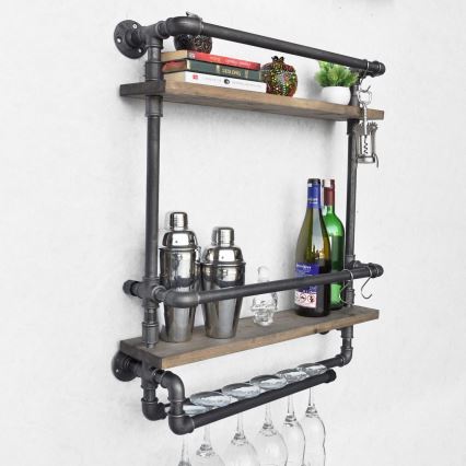 Vägghylla BORU 67x60 cm brun/svart