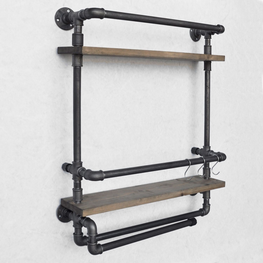 Vägghylla BORU 67x60 cm brun/svart