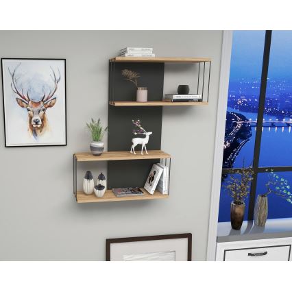 Vägghylla DESTAN 65x96x19 cm antracit/brun