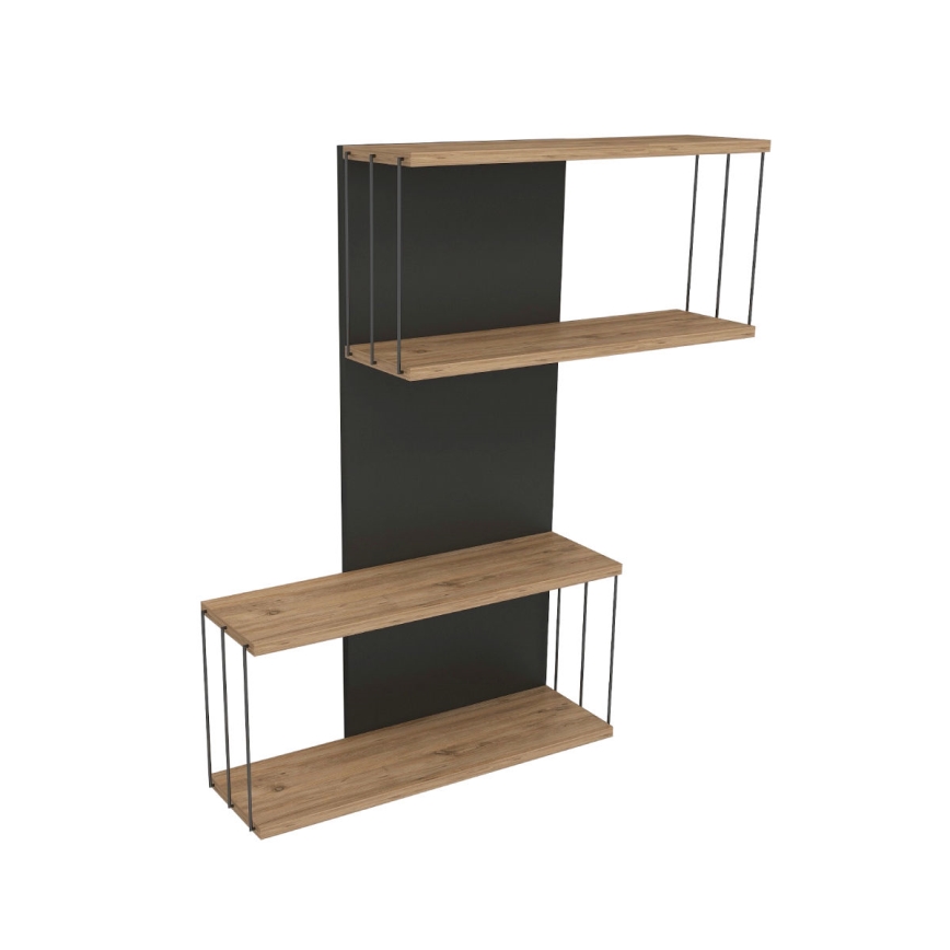 Vägghylla DESTAN 65x96x19 cm antracit/brun
