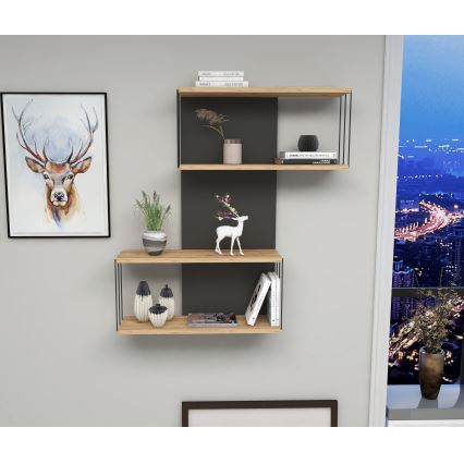 Vägghylla DESTAN 96x65 cm antracit/brun