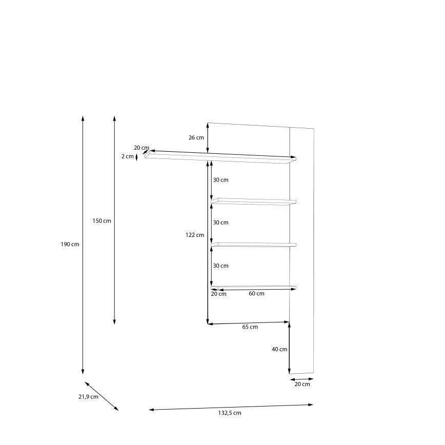 Vägghylla INAR ek/brun