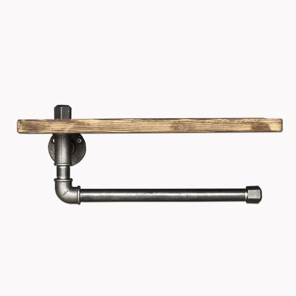 Vägghylla med handdukshållare BORURAF 16x40 cm gran/svart