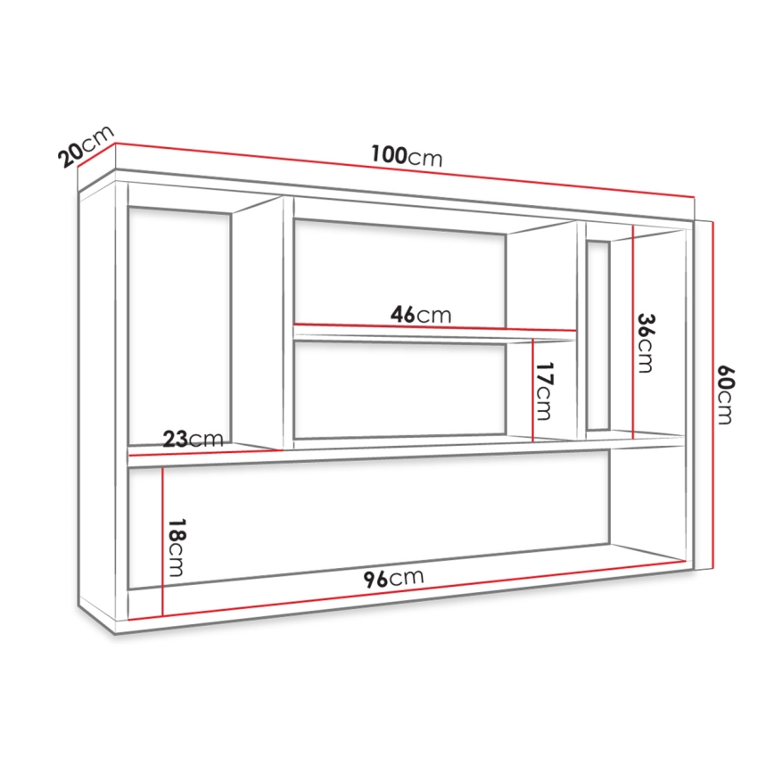 Vägghylla PAPIKO 60x100 cm vit