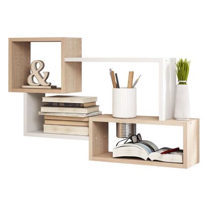 Väggmonterad hylla TRIO 54x87 cm sonoma ek/vit