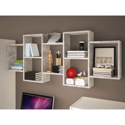 Väggmonterad hylla TRIO 65x161 cm grå