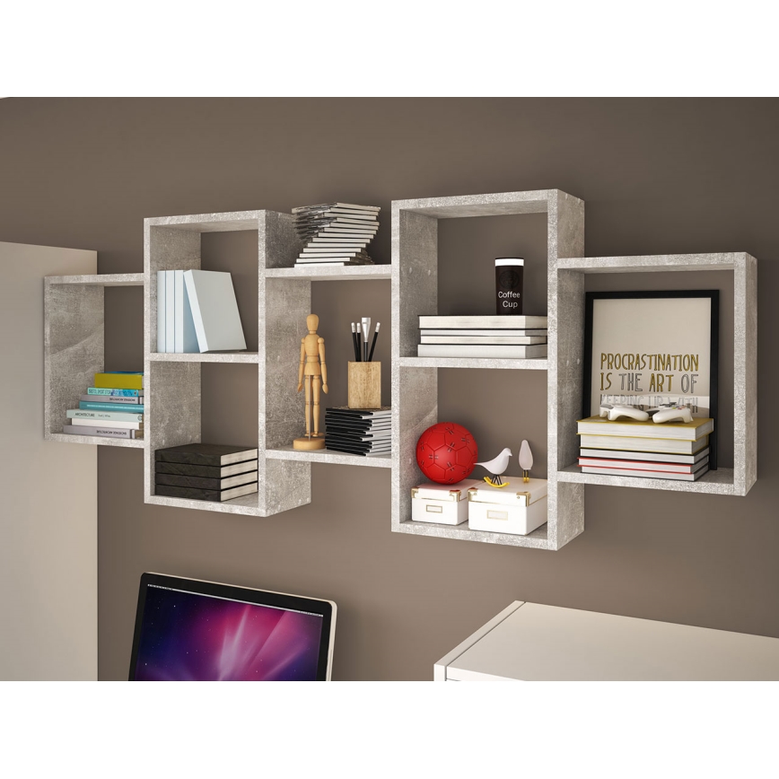 Väggmonterad hylla TRIO 65x161 cm grå