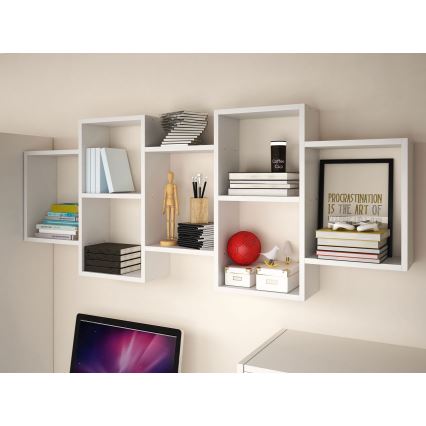 Väggmonterad hylla TRIO 65x161 cm vit