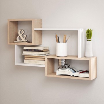 Vägghylla TRIO 87x54x18 cm sonoma-ek/vit