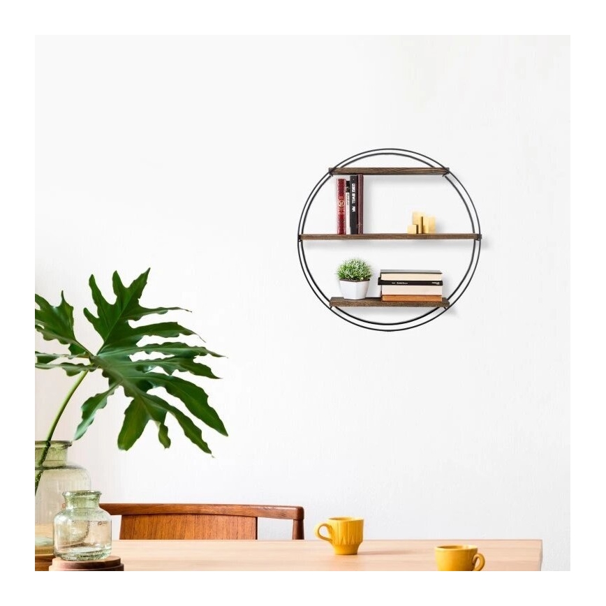 Väggmonterad hylla TULIPA 60x15 cm gran/svart