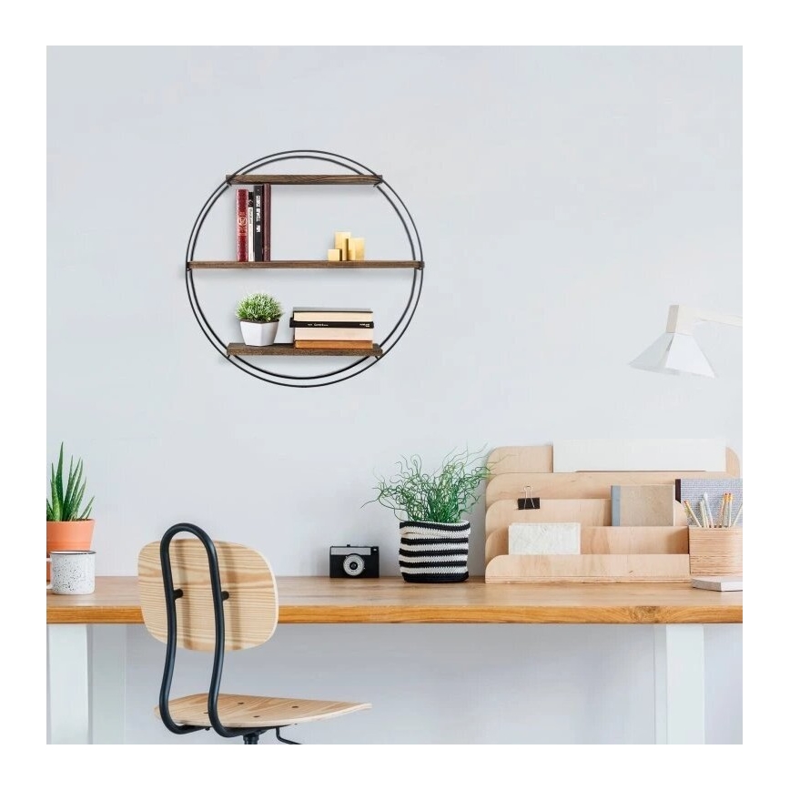 Väggmonterad hylla TULIPA 60x15 cm gran/svart