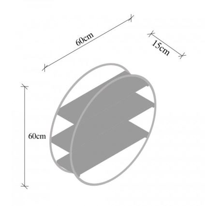 Väggmonterad hylla TULIPA 60x15 cm gran/svart