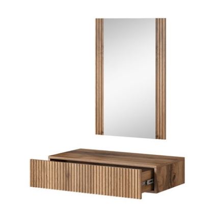 Väggmonterad hylla + väggspegel WITH ek wotan