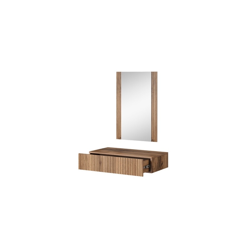 Väggmonterad hylla + väggspegel WITH ek wotan