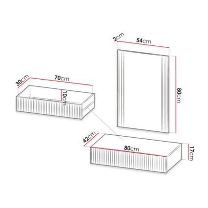 Väggmonterad hylla + väggspegel WITH ek wotan