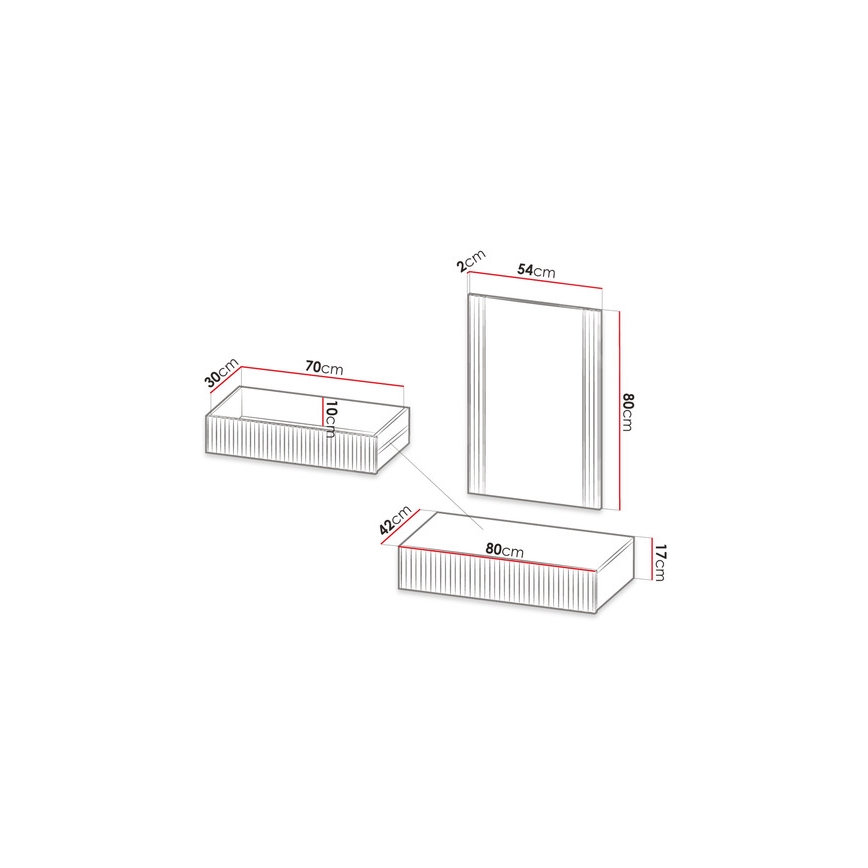 Väggmonterad hylla + väggspegel WITH ek wotan