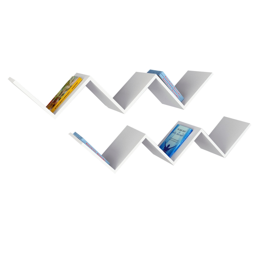 Vägghylla ZIG ZAG 24,5x129 cm vit