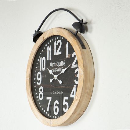 Väggklocka 1xAA diameter 50 cm beige/svart