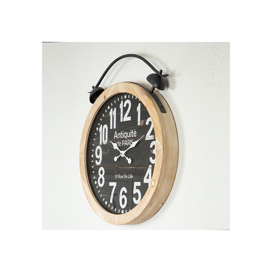 Väggklocka 1xAA diameter 50 cm beige/svart