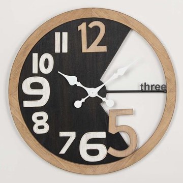 Väggklocka 1xAA diameter 59,5 cm beige/svart