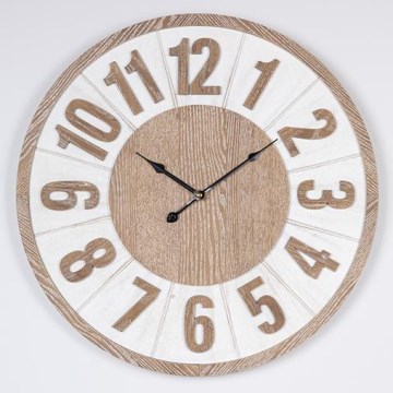 Väggklocka 1xAA diameter 60 cm beige/vit