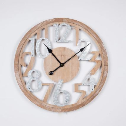 Väggklocka 1xAA Ø 60 cm beige/vit