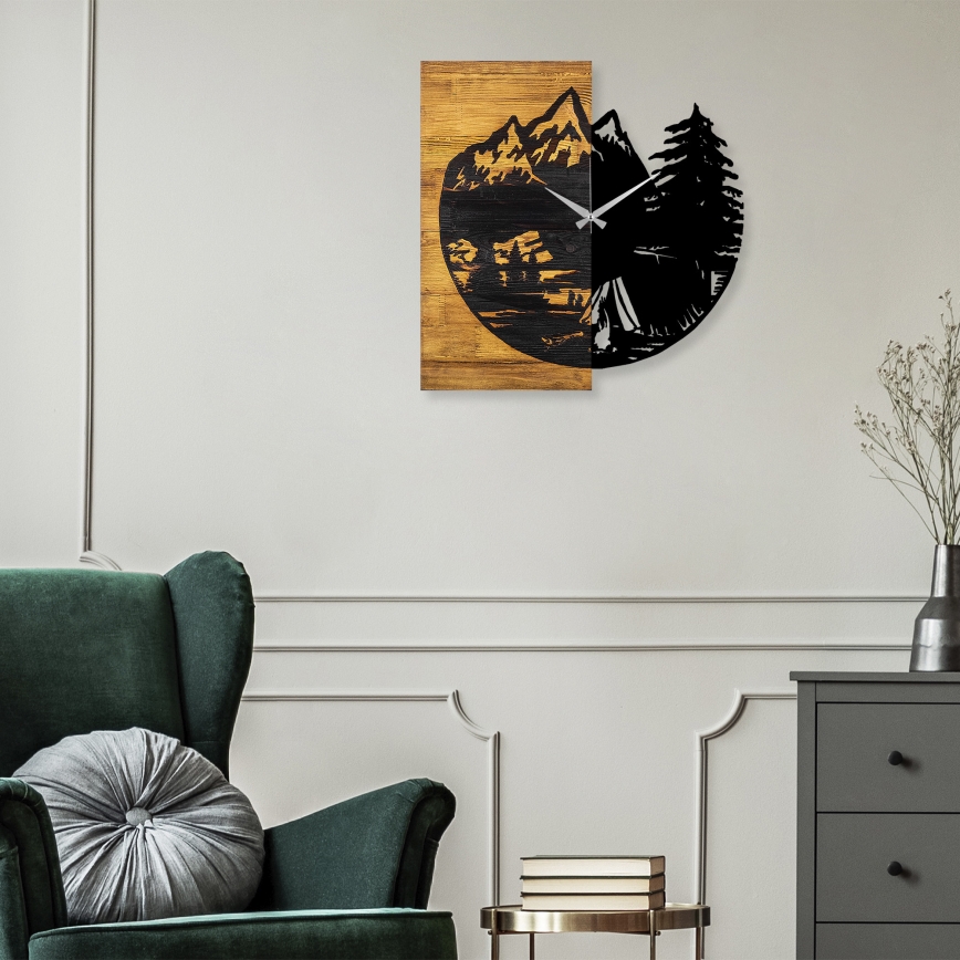 Väggklocka 56x58 cm 1xAA trä/metall