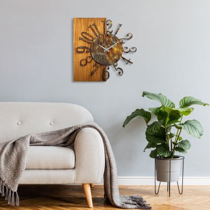 Väggklocka 58x58 cm 1xAA trä/metall