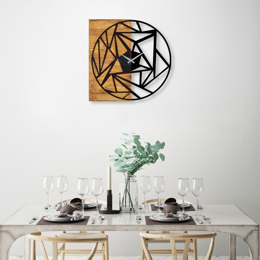 Väggklocka 60x58 cm 1xAA trä/metall