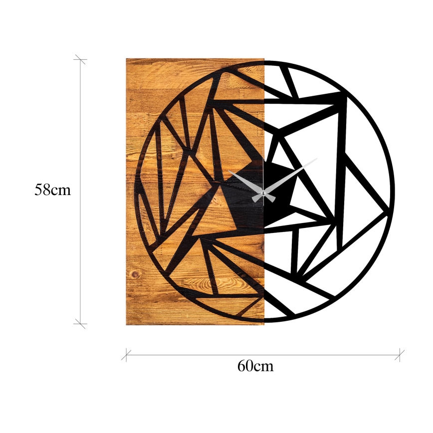 Väggklocka 60x58 cm 1xAA trä/metall