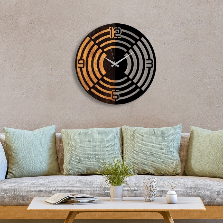 Väggklocka diameter 56 cm 1xAA trä/metall